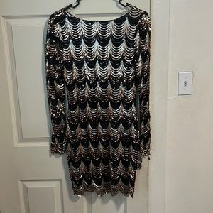 NWT Black gold brown long sleeve mini dress